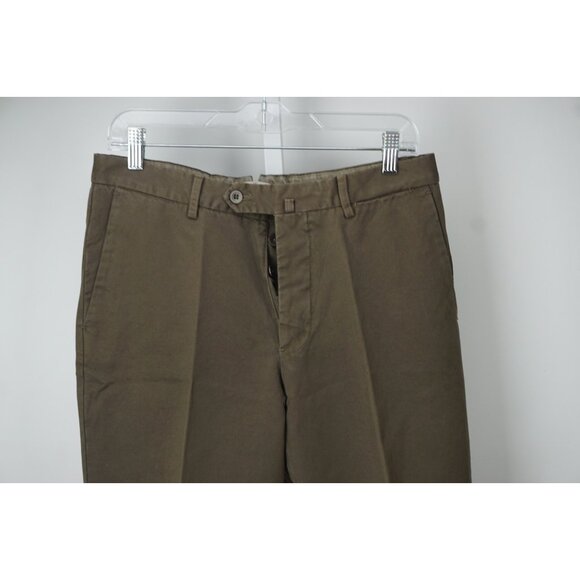 Luigi Borrelli Brown 100% Cotton Pants Sz 46 NEW